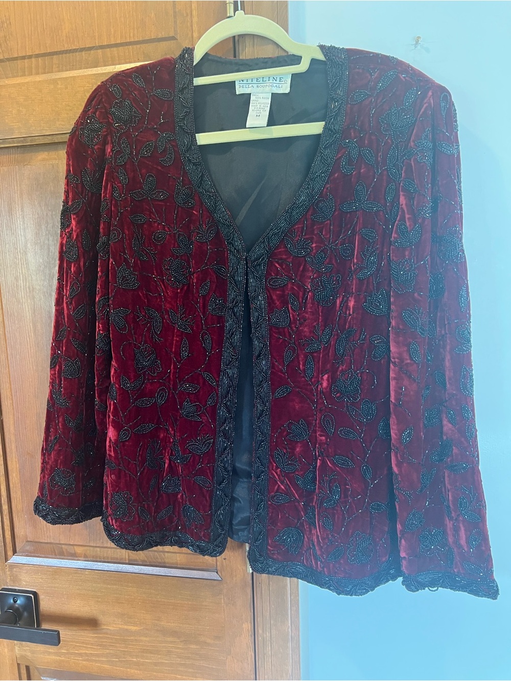 Niteline Deep Burgundy Velvet Beaded Evening Jacket